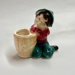 Charming Ceramic Figurine with Cream and Green Accents